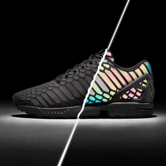 adidas Black Shoe with Reflective/ Iridescent Snakeskin Pattern - RARE